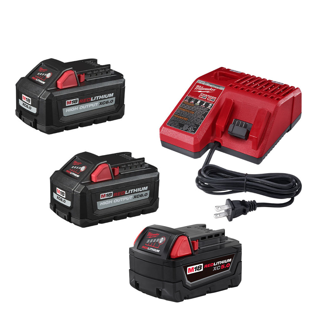 Milwaukee (2) M18 HO XC 6.0Ah Batteries + (1) M18 XC 5.0Ah Battery Starter Kit