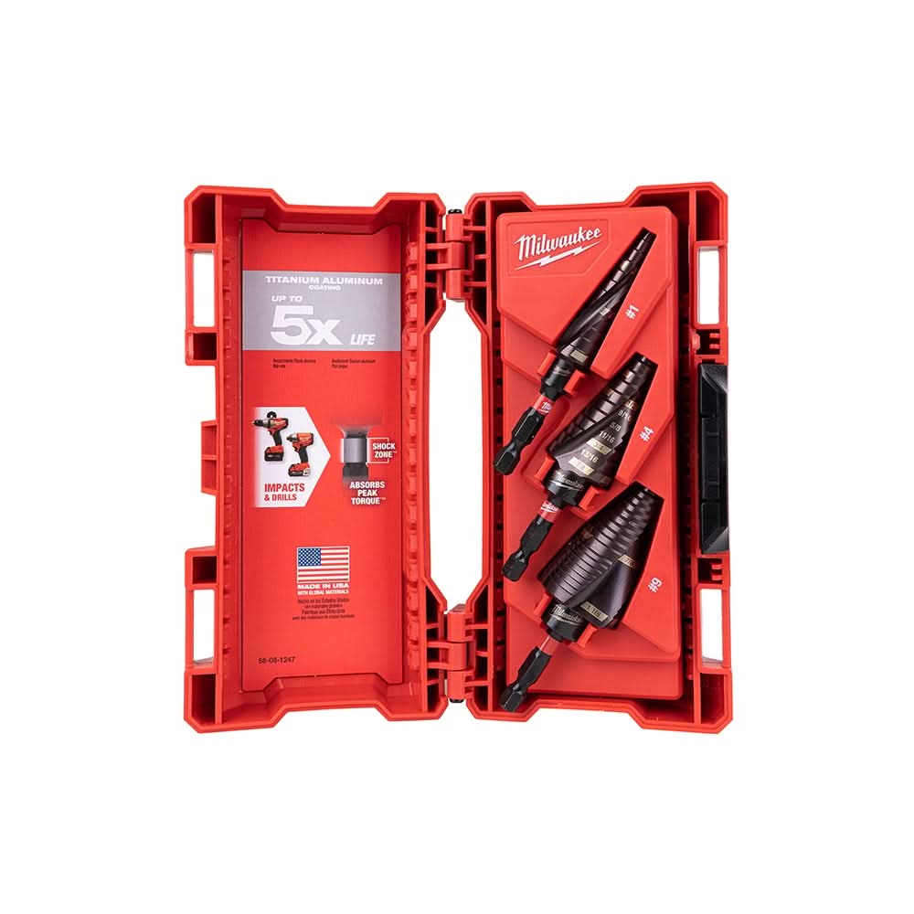 Milwaukee 48-89-9254 SHOCKWAVE Step Bit 3-Piece Kit