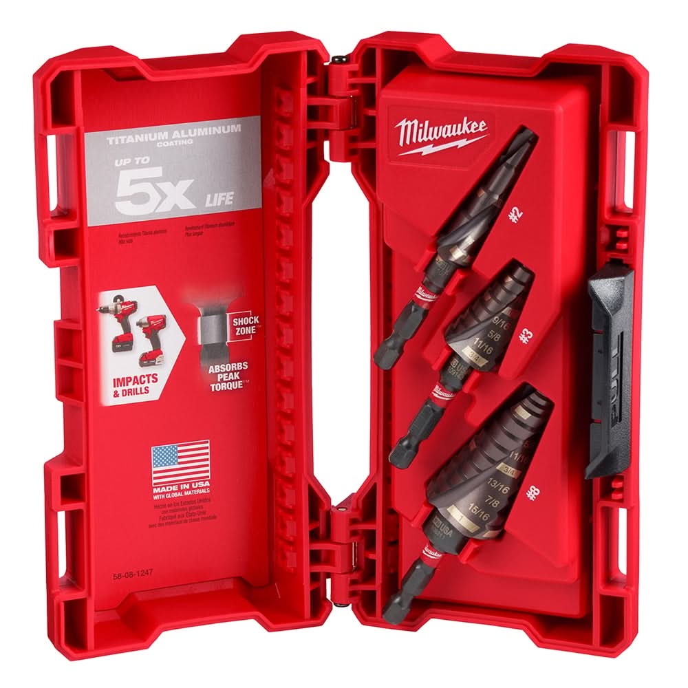 Milwaukee 48-89-9256 SHOCKWAVE Step Bit Mechanical 3-Piece Set