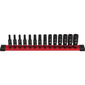 Milwaukee 49-66-7003 14-Piece SHOCKWAVE 1/4-Inch Metric Deep 6-Point Impact Duty Socket Set