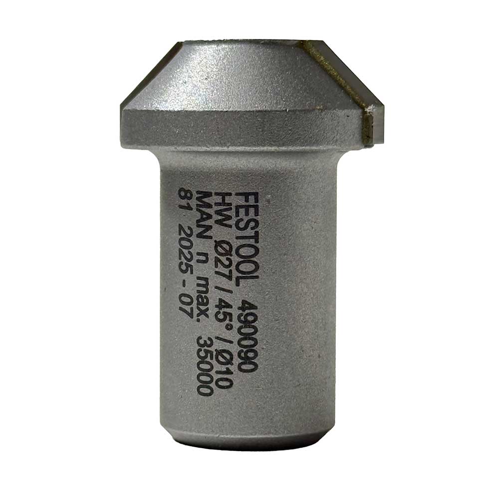 Festool 45-Degree 27mm Chamfer Cutter Router Bit w/o Bearing for OFKC 500 Router (490090)