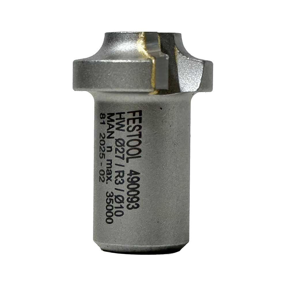 Festool 27mm x 3mm Roundover Router Bit w/o Bearing for OFK 500 Edge Routing (490093)