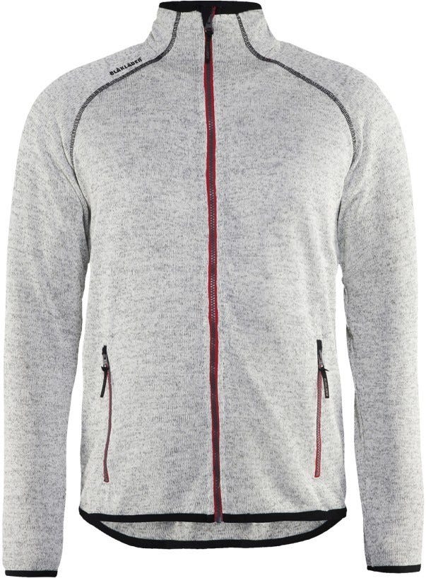 Blaklader 49652117 Knitted Jacket, Grey Melange / Red