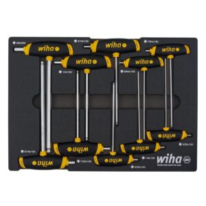 Wiha 54081 10-Piece SoftGrip Dual Drive Hex SAE T-Handle Tray Set