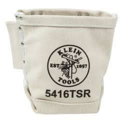 Klein Tools 5416TSR Tool Bag, Bolt Bag with Drain Holes, No. 4 Canvas, 5 x 9 x 10-Inch