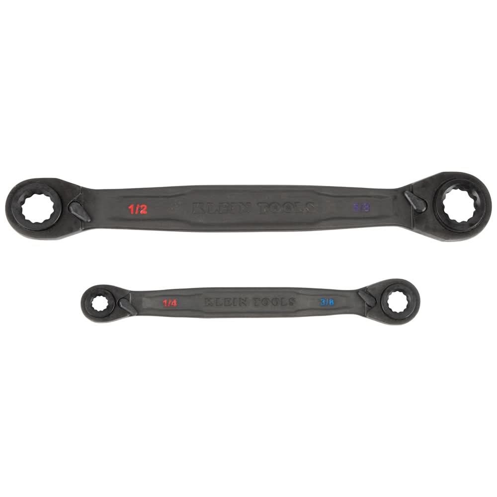 Klein Tools 68216 2-Piece 4-in-1 Ratcheting Wrench Set, SAE