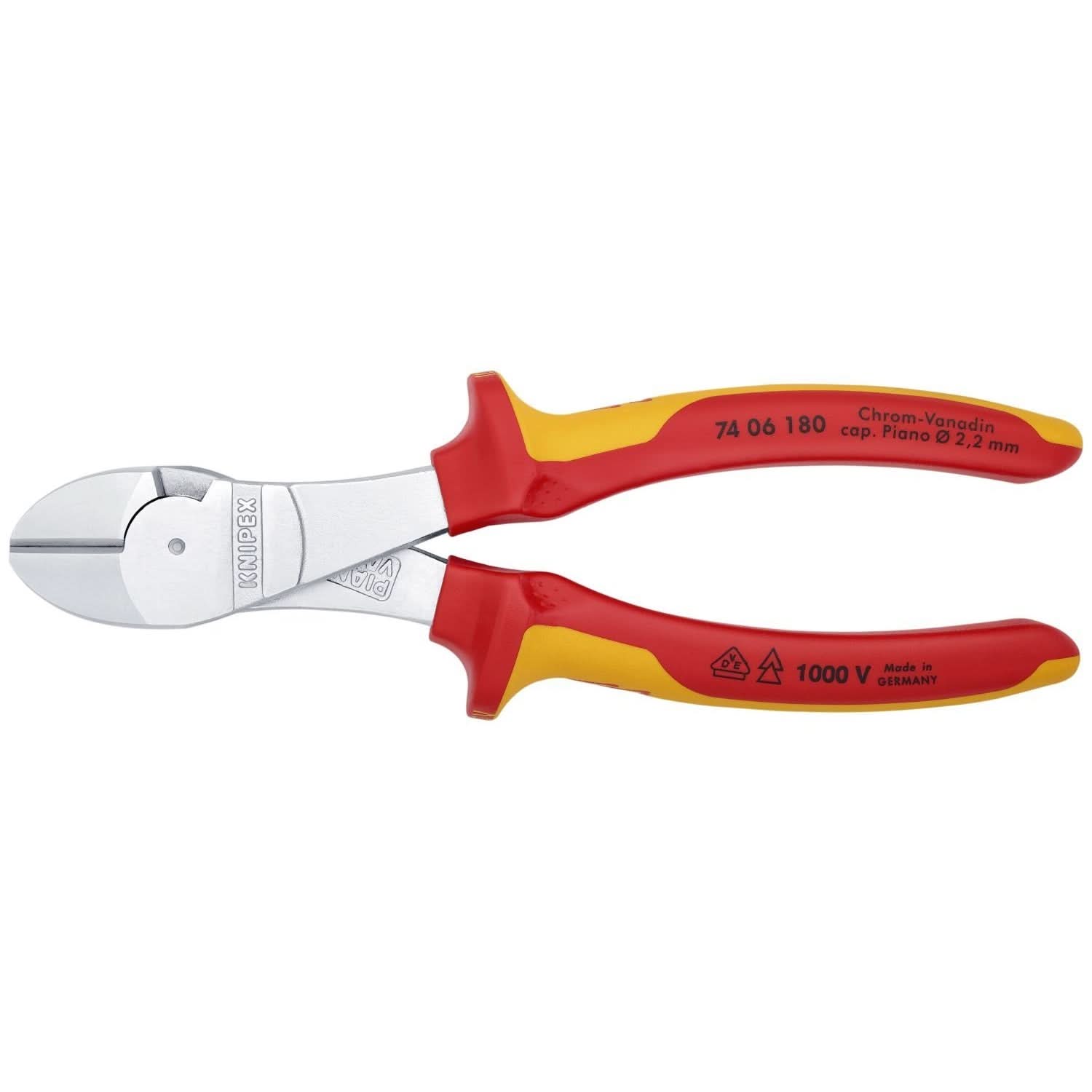 Knipex 74 06 180 High Leverage Diagonal Cutters-1000V Insulated