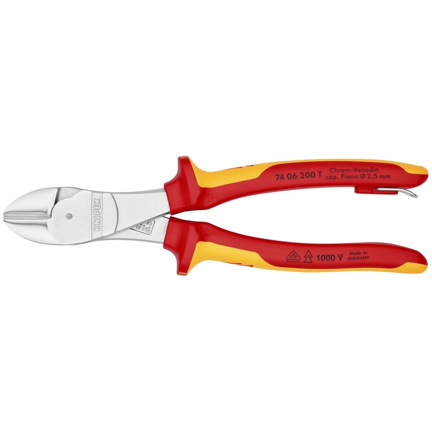 Knipex 74 06 200 T High Leverage Diagonal Cutters-1000V Insulated-Tethered Attachment