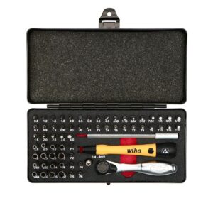 Wiha 75965 Master Tech 65 Piece Set - ESD Handle, Mini Ratchet and MicroBits In Metal Storage Box