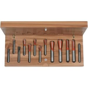 CMT Woodworking Cutting Tools 800.519.11 13-Piece Dovetail & Straight Router Bit Set, 1/4" & 1/2" Shank
