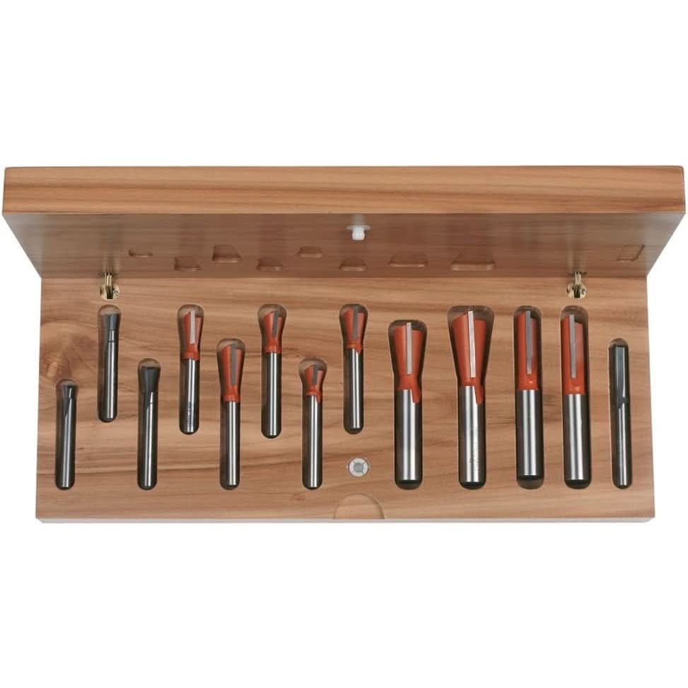 CMT Woodworking Cutting Tools 800.519.11 13-Piece Dovetail & Straight Router Bit Set, 1/4" & 1/2" Shank