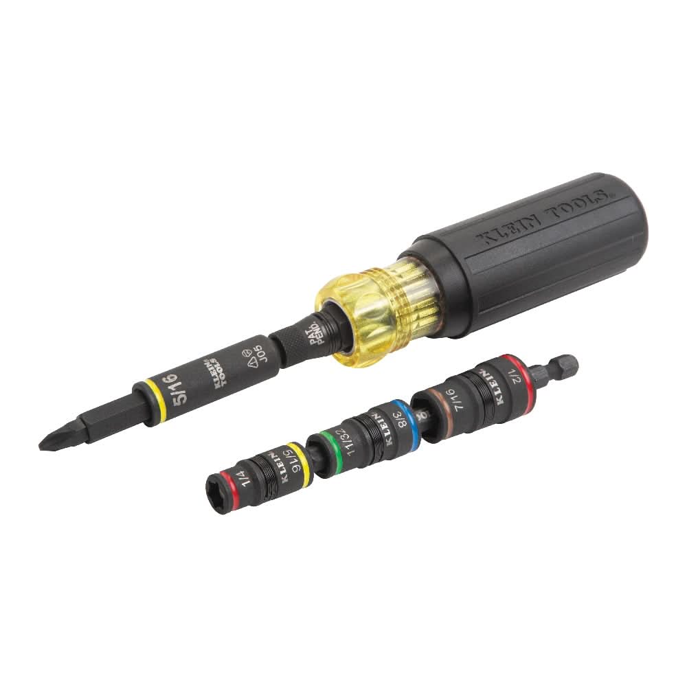 Klein Tools 85517HD 2-Piece 11-in-1 Impact Rated Screwdriver & Flip Socket Set