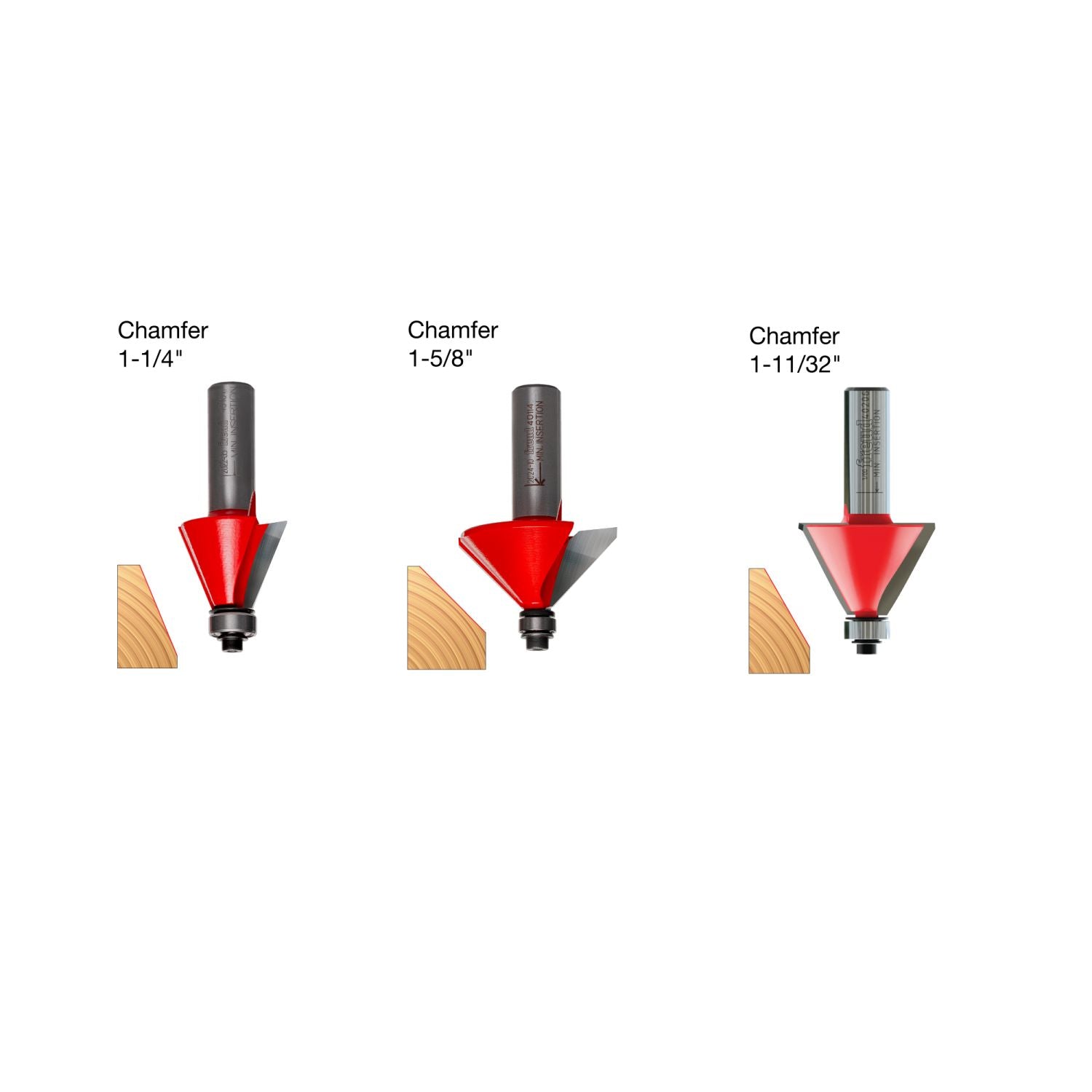 Freud 89-250 3 Piece Chamfer Router Bit Set