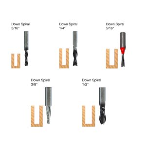 Freud 90-160 5 Piece Down Spiral Router Bit Set