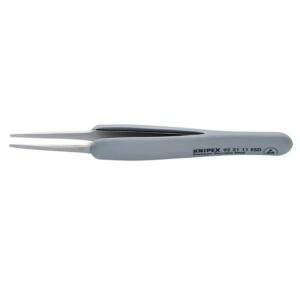 Knipex 92 21 11 ESD Premium Stainless Steel Precision Tweezers-Blunt Tips-ESD Rubber Handles