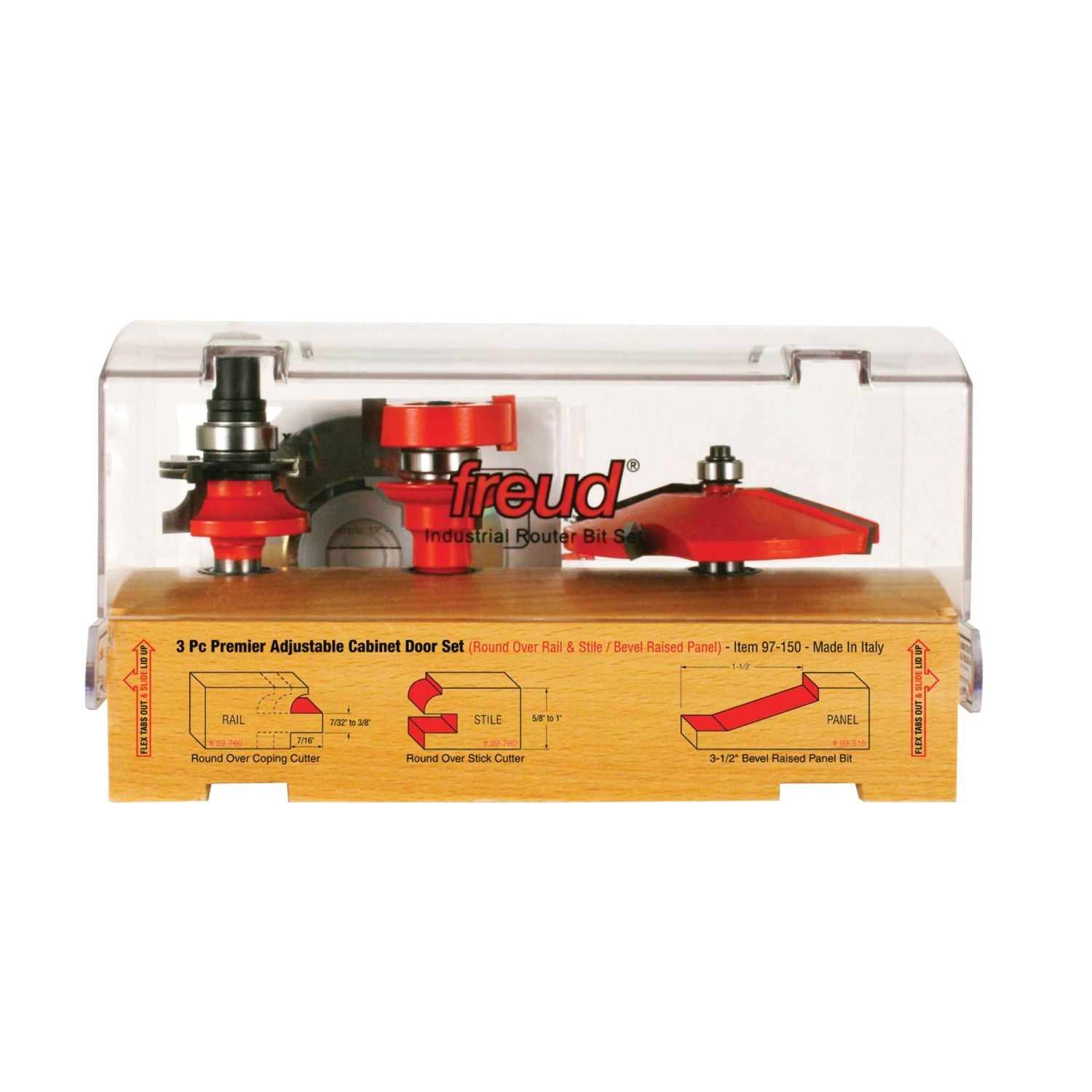 Freud 97-150 3 Piece Premier Adjustable Cabinet Router Bit Set