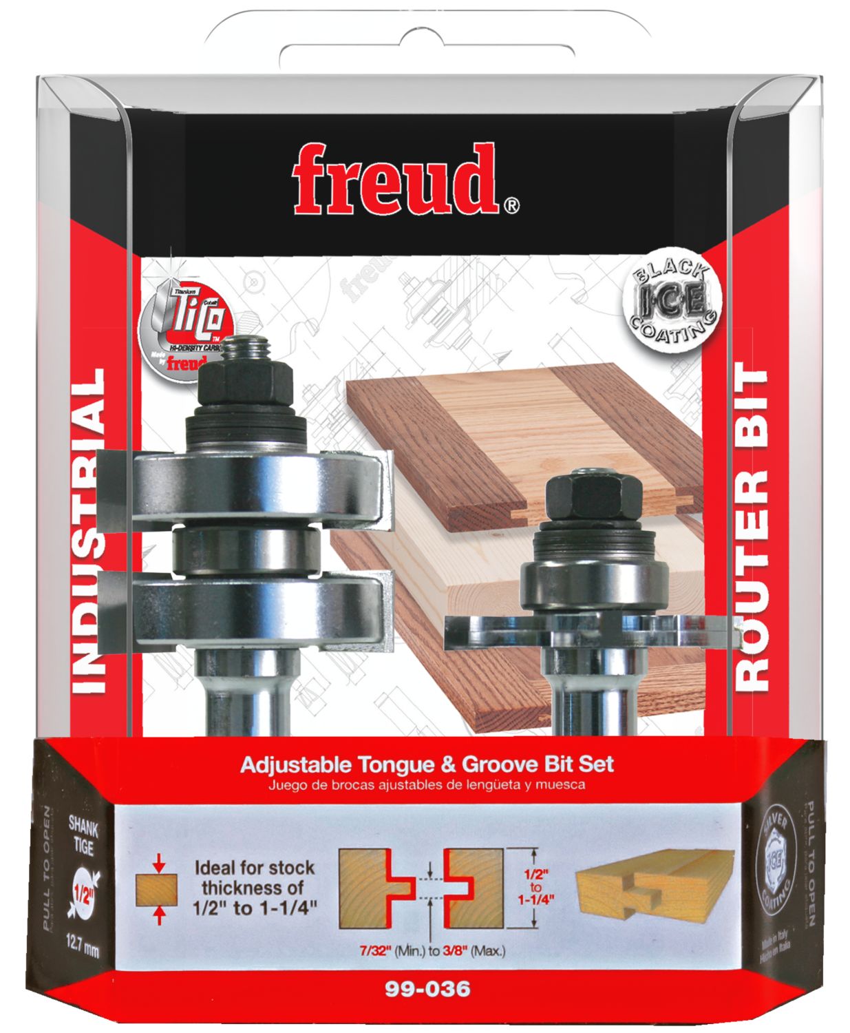 Freud 99-036 1-3/4-Inch Adjustable Tongue & Groove Router Bit Set