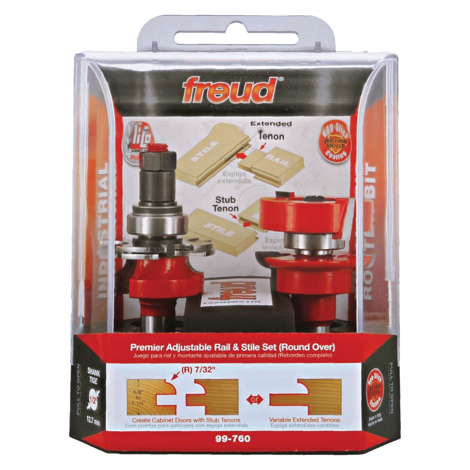 Freud 99-760 1-11/16-Inch Premier Adjustable Rail & Stile Router Bit - Round Over