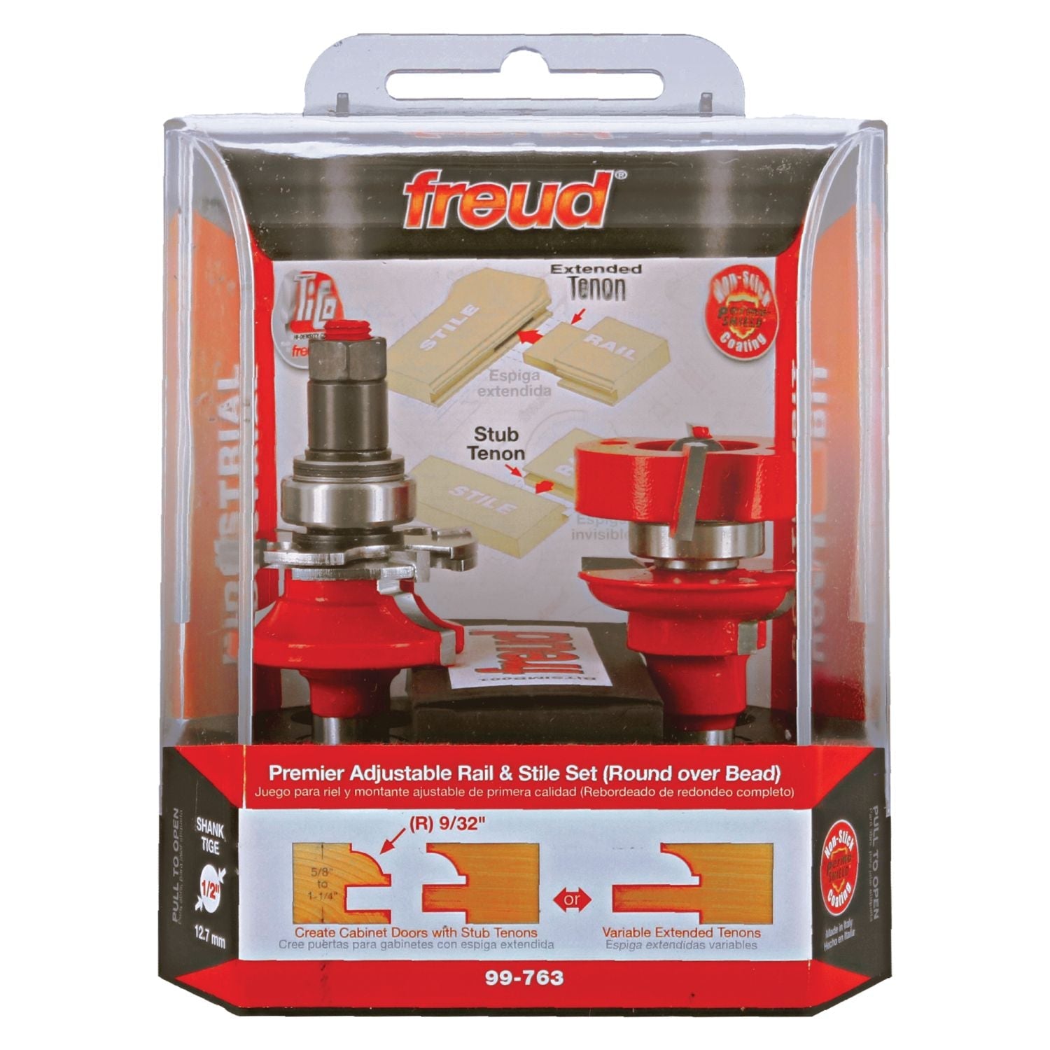 Freud 99-763 1-11/16-Inch Premier Adjustable Rail & Stile Router Bit - Round Over Bead