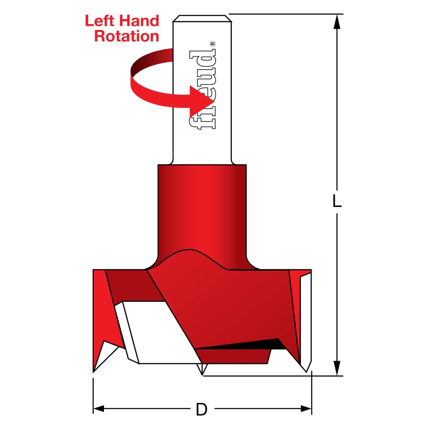 Freud Cb35057L 40 Mm (Dia.) Cylinder (Hinge) Router Bit With Left Hand Rotation 57.5Mm Overall Length
