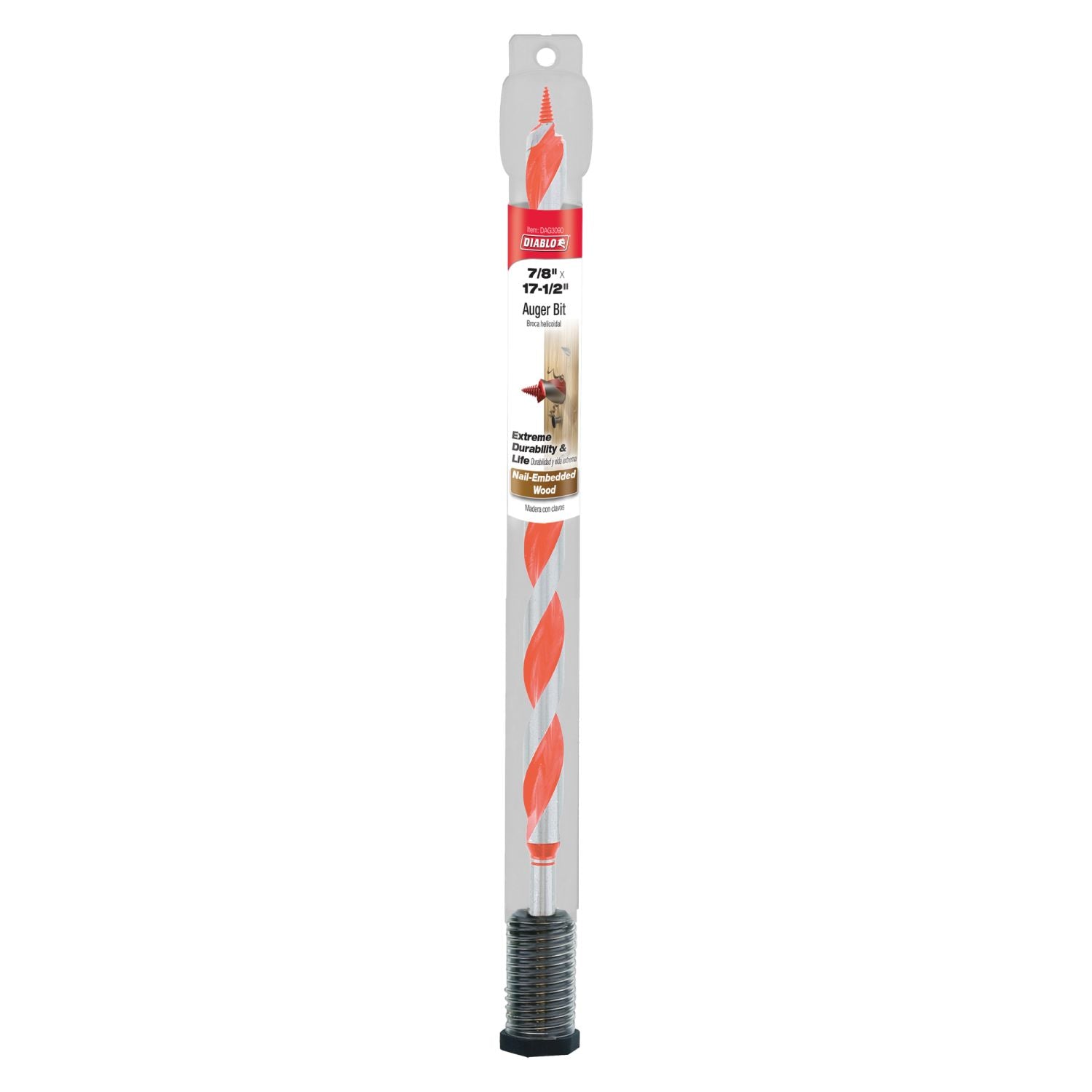 Diablo DAG3090 7/8-in. x 17-1/2-in. Auger Bit for Wood & Nail-Embedded Wood