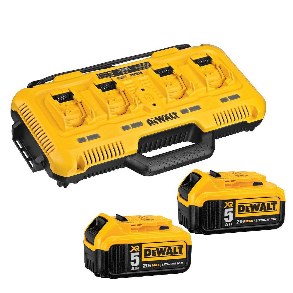 DeWalt DCB104 Multiport Simultaneous Fast Charger + 20V MAX 5.0Ah Battery 2-Pk