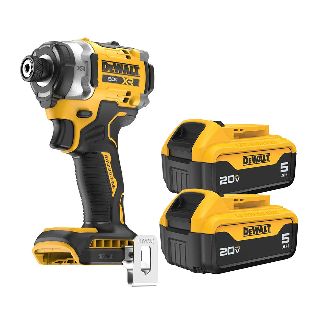 DeWalt DCF860B 20V MAX XR Brushless 3-Speed High Torque 1/4 in. Impact Driver With (2) 20V MAX 5.0Ah Batteries