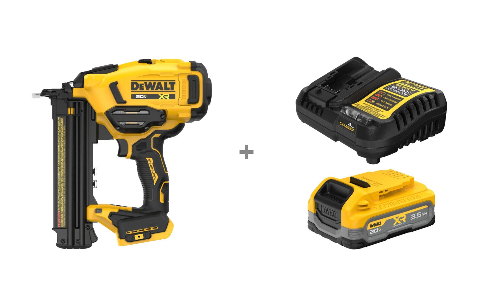 DeWALT DCN210B 20V MAX XR 18Ga Brad Nailer w/ (1) 3.5Ah POWERSTACK Battery & Charger