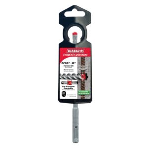 Diablo DMAPL4110 5/16 Inch x 4 Inch x 6 Inch Rebar Demon SDS-Plus 4-Cutter Full Carbide Head Hammer Drill Bit