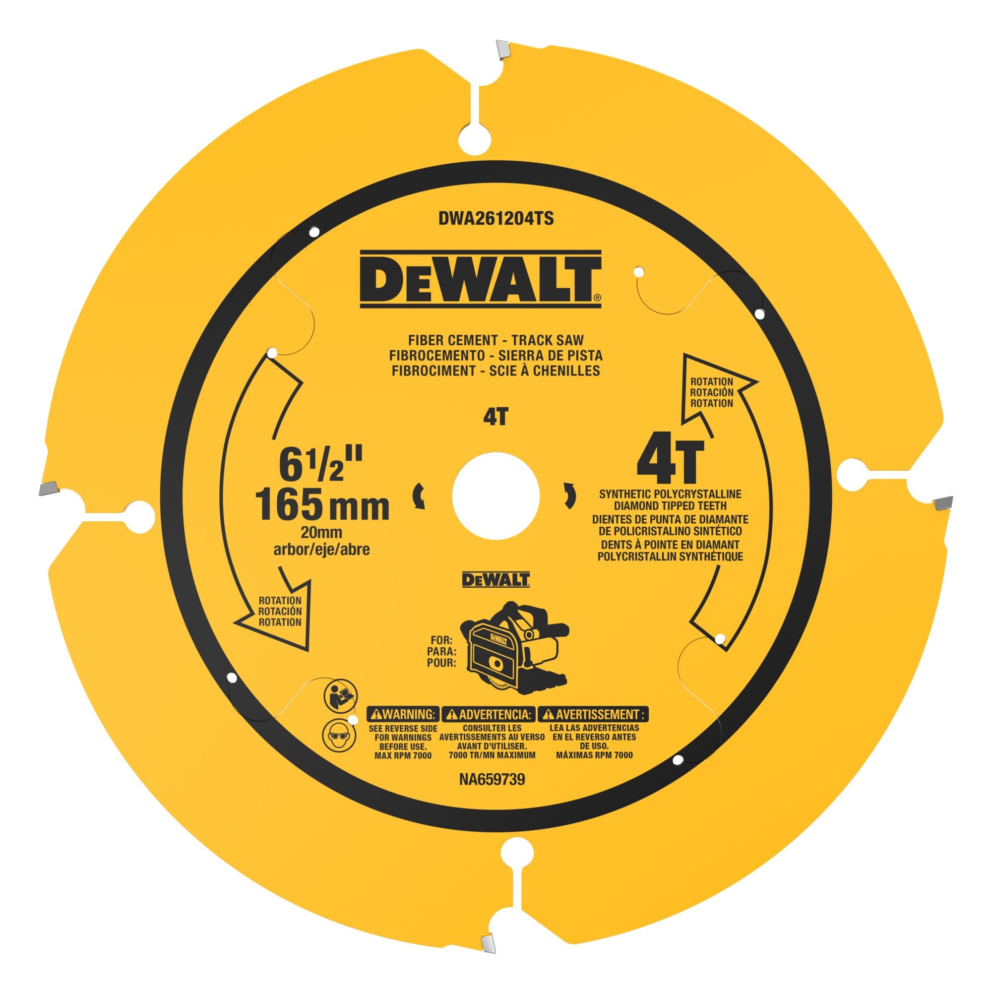 DEWALT 6-1/2-in. 4-Tooth Fiber Cement Track Saw Blade (DWA261204TS)