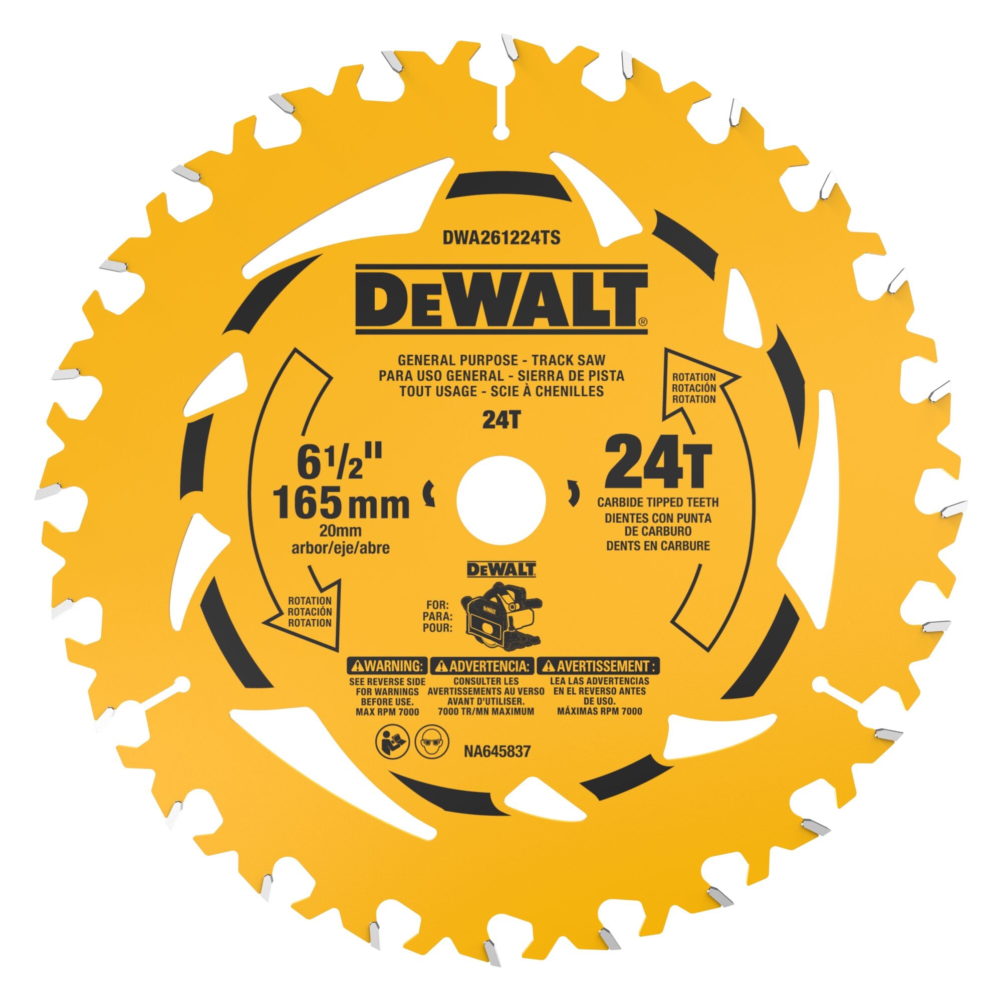 DEWALT 6-1/2-in. 24-Tooth General Purpose Track Saw Blade (DWA261224TS)