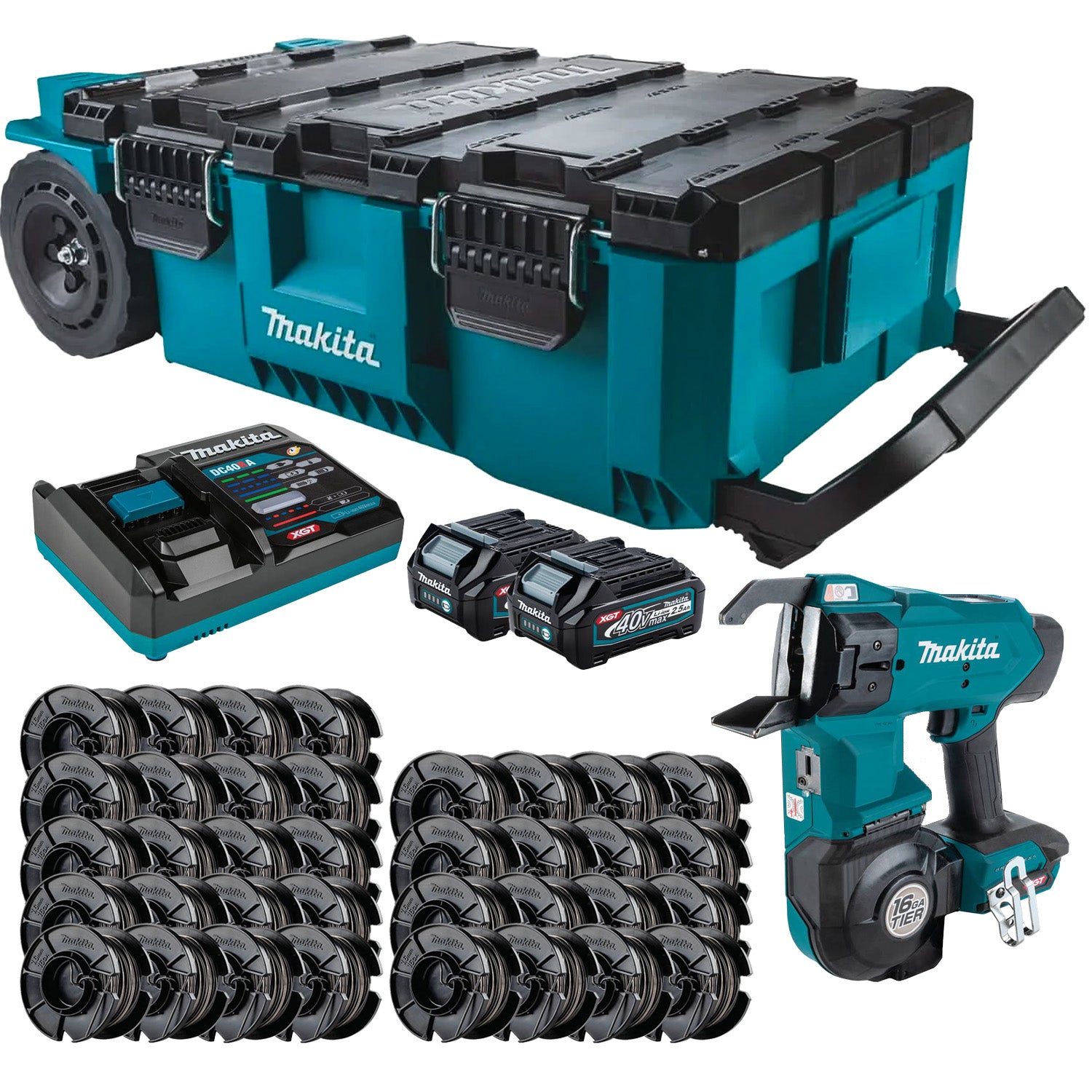 Makita GRT01D 40V max XGT Brushless 16-Gauge Rebar Tying Tool 2.5Ah MAKTRAK Starter Kit