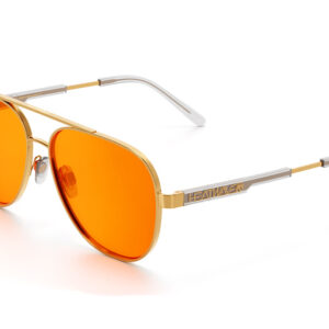 Heat Wave Incline Polished Gold Frame Amber Lens Sunglasses