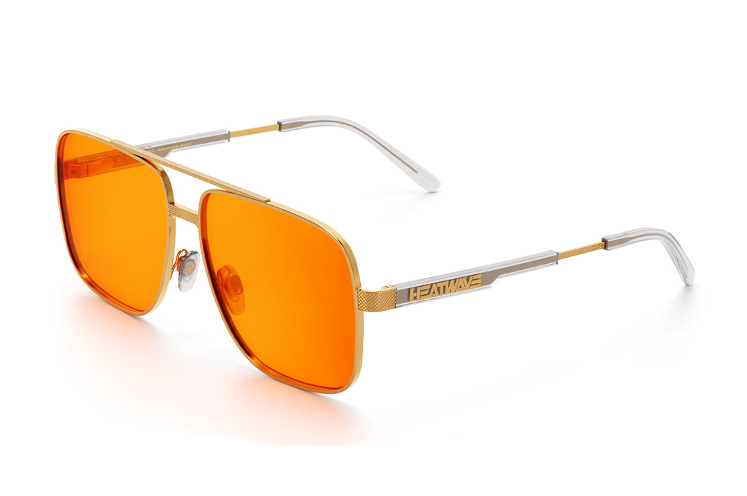 Heat Wave Nimitz Polished Gold Frame Amber Lens Sunglasses