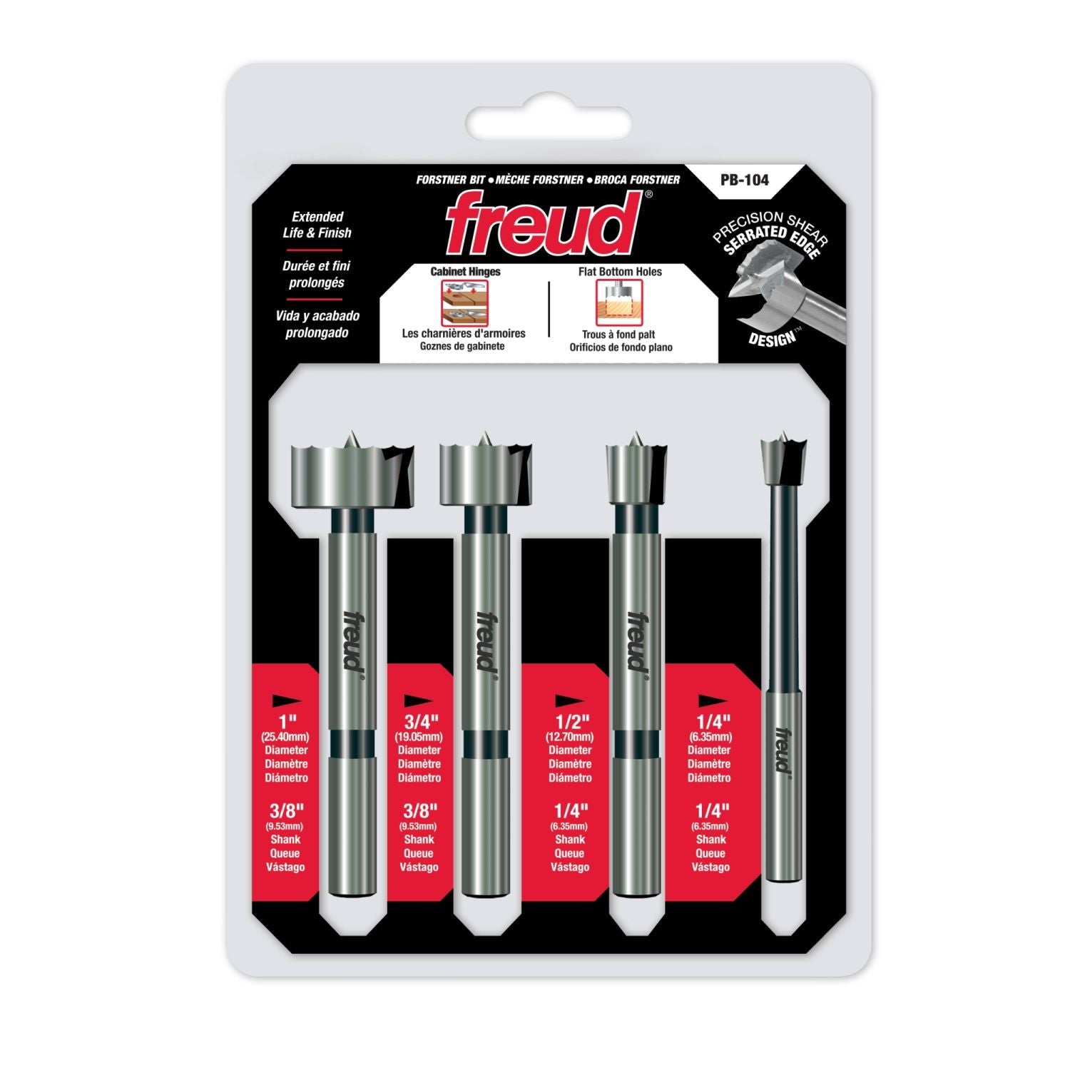 Freud PB-104 1/4-Inch to 1-Inch 4 Pcs. Forstner Bit Set