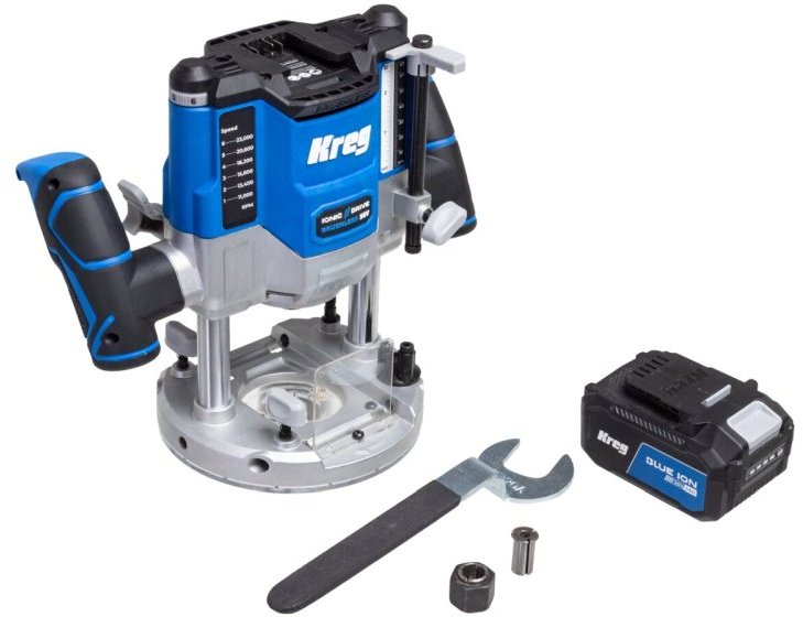 Kreg 20V Cordless Ionic Drive 2 -1/4 Horsepower Plunge Router 4.0Ah Kit (KPTBPR225B)