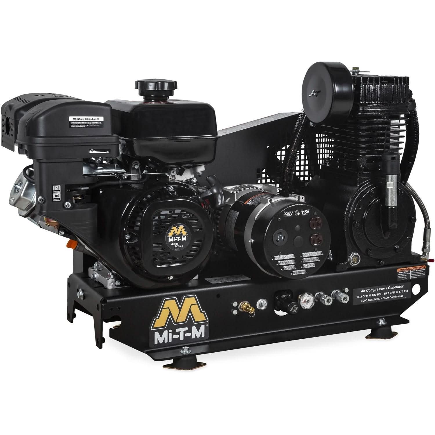 Mi-T-M AG2-SM14-B Base-Mount Two Stage Air Compressor/Generator Combination