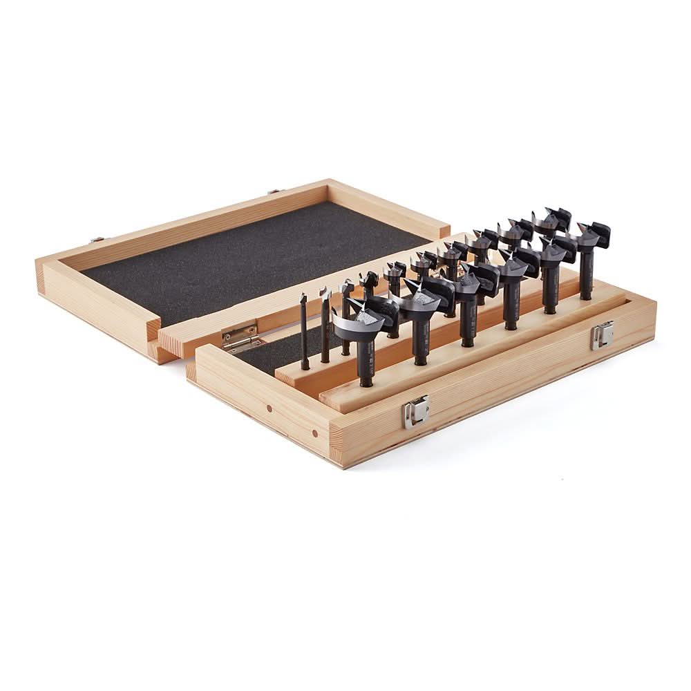 Bora BFB-009881 16-Piece Tempest Forstner Bit Set w/ Wood Box, 1/4" to 2-1/8"
