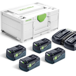 Festool 18V 5.0Ah Batteries 4-Pack and Dual Charger Kit with Systainer (578675)