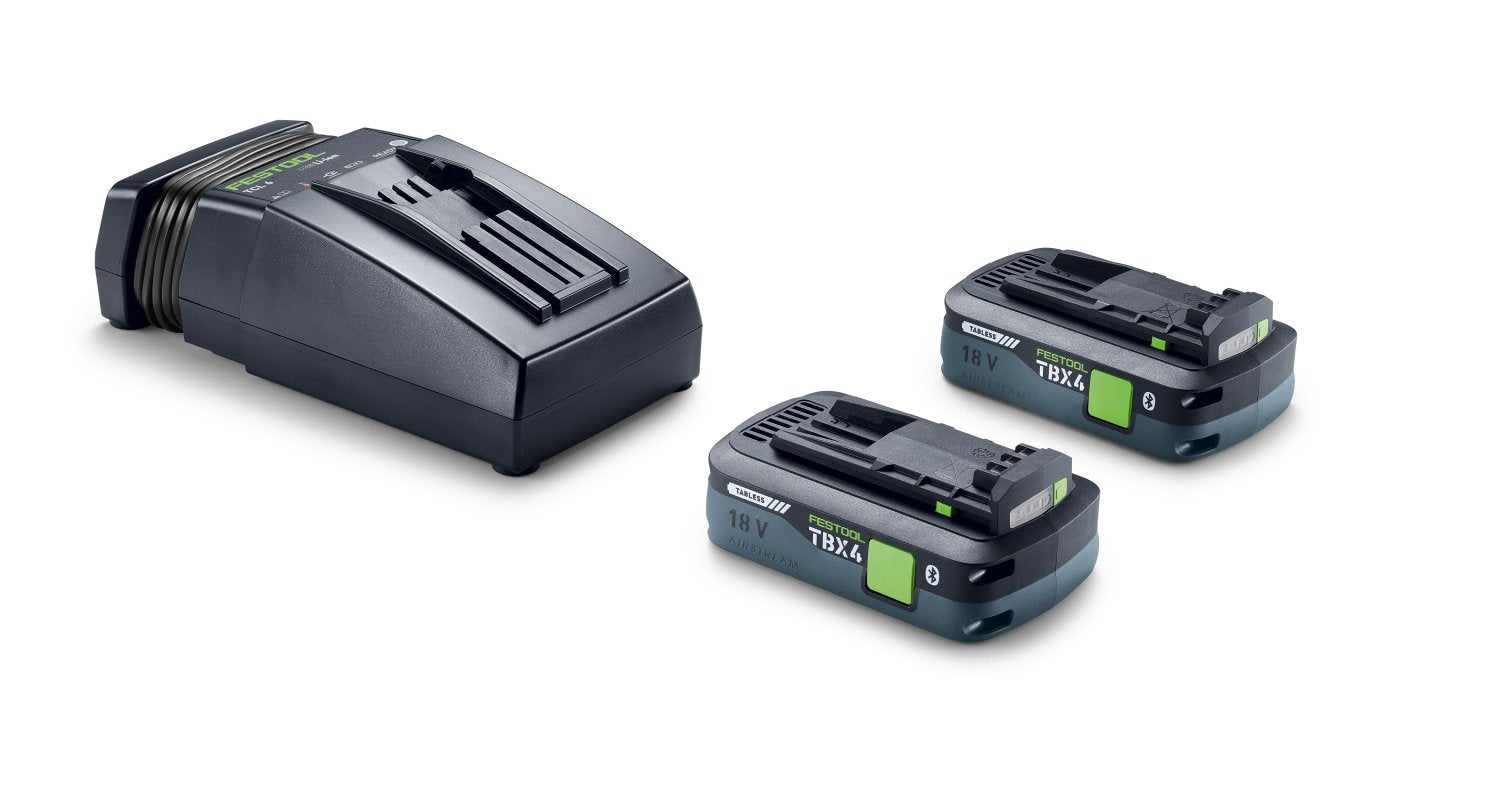 Festool 18V 4.0Ah Tabless TBX4 Battery 2-Pack and TCL 6 Charger Energy Set (578733)