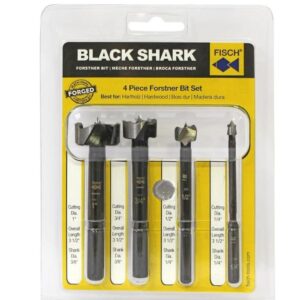Fisch FSA-367178 Black Shark 4-Piece Imperial Bit Set, 1/4"- 1" Diameter