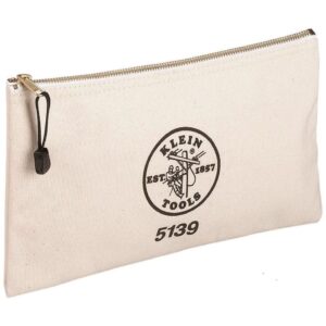 Klein 5139 Zipper Bag, Canvas Tool Pouch 12.5 x 7 x 4.25-Inch