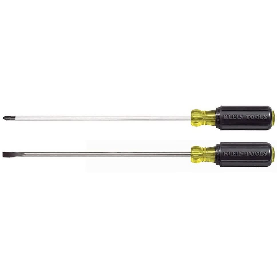 Klein 85072 Screwdriver Set, Long Blade Slotted and Phillips, 2-Piece
