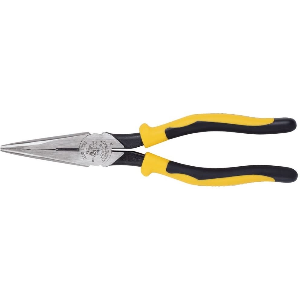 Klein J203-8 8" Journeyman Heavy-Duty Long-Nose Pliers Side-Cutting