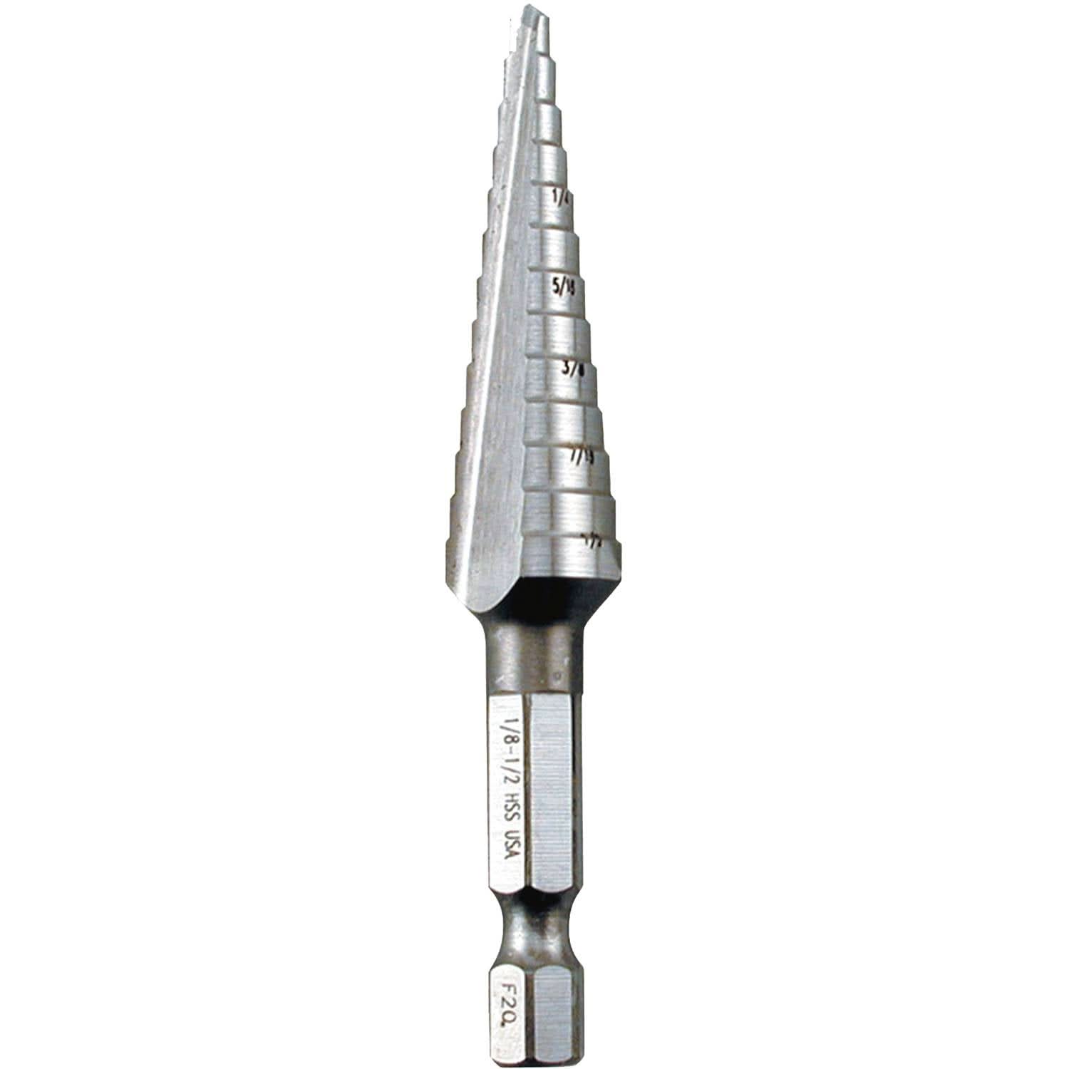 Makita 711492-A 1/8" - 1/2" H.S.S. Step Drill Bit, 1/4" Hex Shank