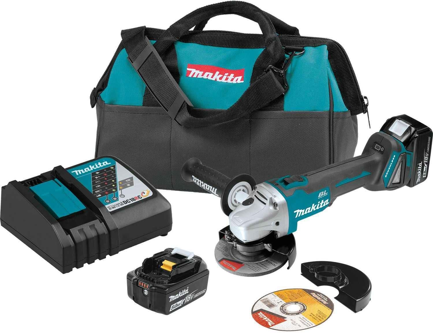 Makita XAG04T 18V LXT Lithium-Ion Brushless Cordless 4-1/2"Â / 5" Cut-Off/Angle Grinder Kit (5.0Ah)