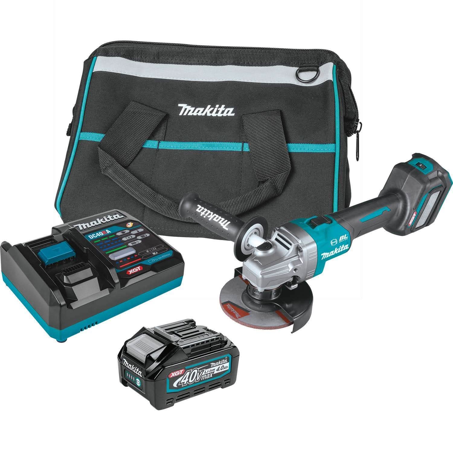 Makita GAG04M1 40V max XGT Brushless Cordless 4-1/2"Â / 5" Angle Grinder Kit, with Electric Brake, AWS Capable (4.0Ah)