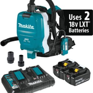 Makita XCV10PTX 36V (18V X2) LXT Brushless 1/2 Gallon HEPA Filter Backpack Dry Dust Extractor Kit, AWS Capable (5.0Ah)