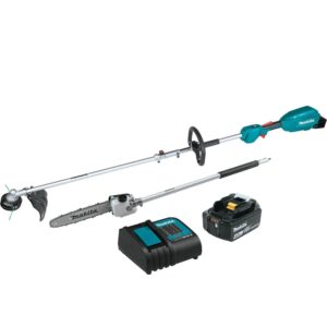 Makita XUX02SM1X4 18V LXT Brushless Couple Shaft Power Head 4.0Ah Kit With 13-Inch String Trimmer & 10-Inch Pole Saw Attachments