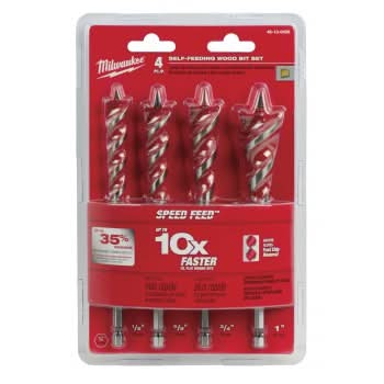 Milwaukee 48-13-0400 4-Piece 6-1/2" Speed Feed Wood Bit Set